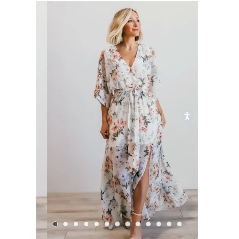 Baltic born Kia white floral maxi dress medium NWT